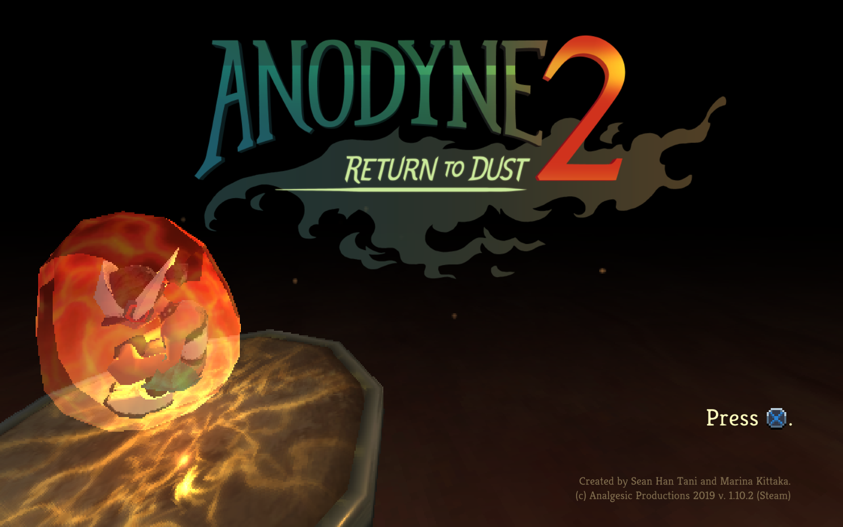The title screen for Anodyne 2: Return to Dust.
